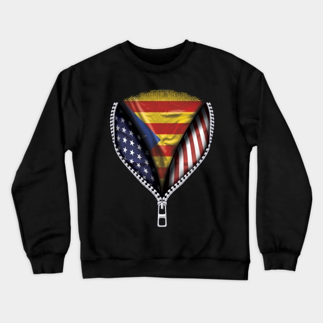 Catalan Flag  Catalonia Flag American Flag Zip Down - Gift for Catalan From Catalonia Crewneck Sweatshirt by Country Flags